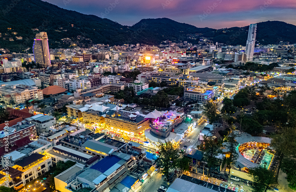 Fototapeta premium Aerial view of Patong on Phuket Island, Thailand.