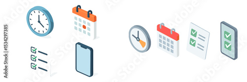Visual elements of time management tools with clocks, calendars, and to-do lists for productivity enhancement
