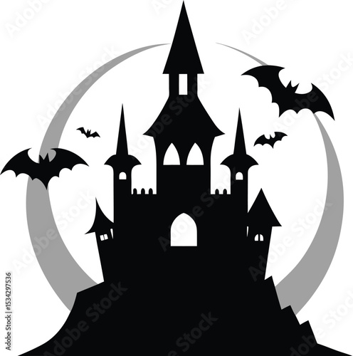 halloween castle vector illustration