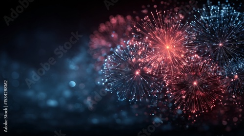 Wallpaper Mural Red And Blue Fireworks Display Against Dark Night Background Torontodigital.ca