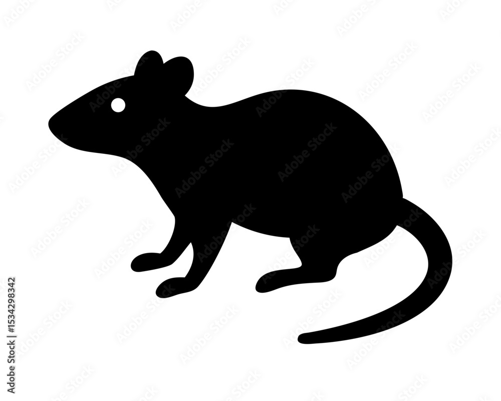 Obraz premium Standing Rat Silhouette Vector Icon - Minimalist Rodent Sign for Pest Control or Zodiac Symbol