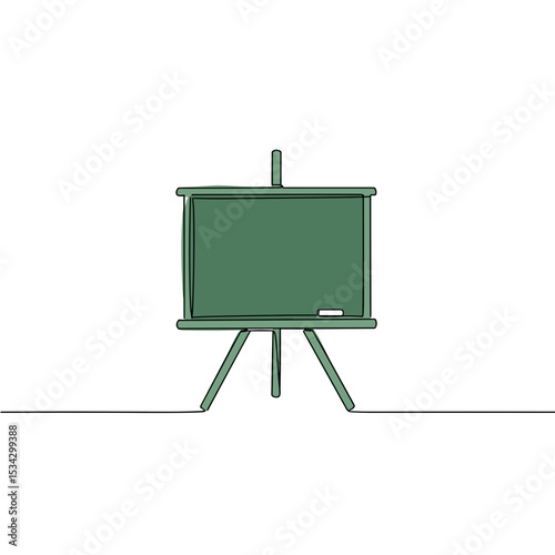 Blank green chalkboard on standing easel with minimal design  