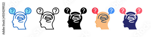 Confused Mind Multiple Style Icon Set Collection.