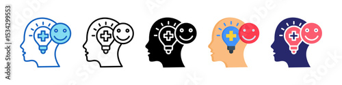 Positive Thinking Multiple Style Icon Set Collection.