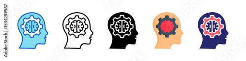 Cognitive Function Multiple Style Icon Set Collection.
