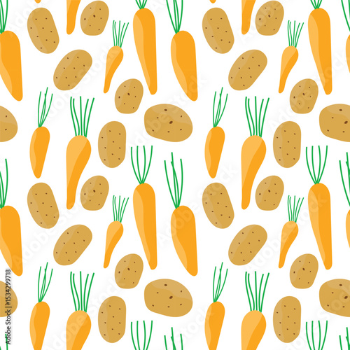 vector carrot and potato seamless pattern background design