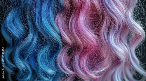Vivid curls blue, pink, and purple strands