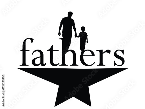 Father and Child Silhouette with Star and Text Design for Father’s Day