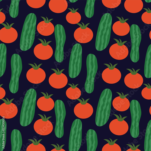 vector cucumber and tomato seamless pattern background design
