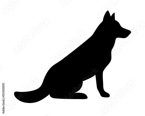 German Shepherd Sitting Silhouette Vector - Alert Dog Outline for Training Guides or Pet Business Logos