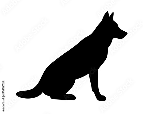 German Shepherd Sitting Silhouette Vector - Alert Dog Outline for Training Guides or Pet Business Logos