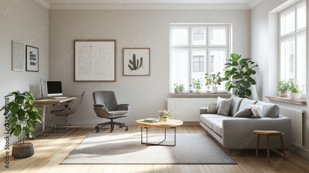 Fototapeta premium Bright, minimalist living room