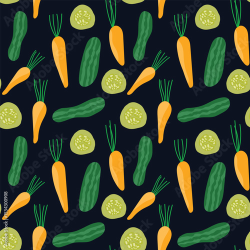 vector carrot and cucumber pattern design, seamless pattern of vegetable