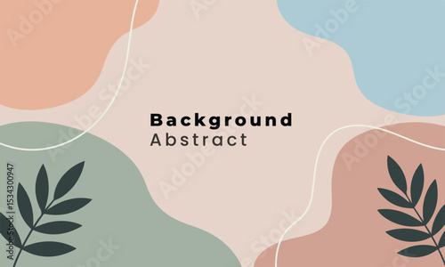 Botanical abstract background with organic shapes and soft earth tone colors, perfect for elegant designs with space for text