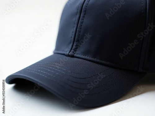 Navy Blue Baseball Cap Close Up Studio Shot
