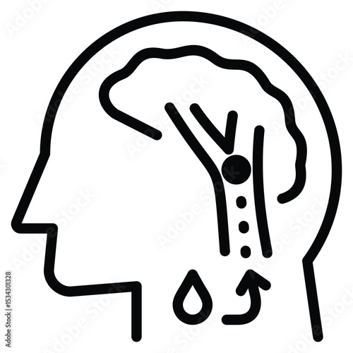 Ischemic Stroke Icon Line Vector Illustration