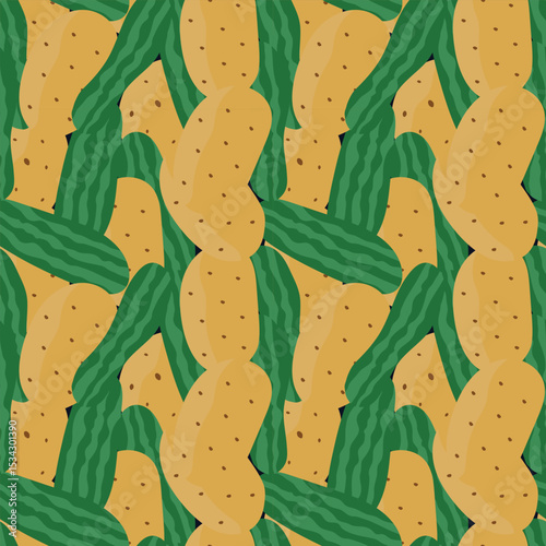 vector cucumber and potato pattern design, seamless pattern of vegetable