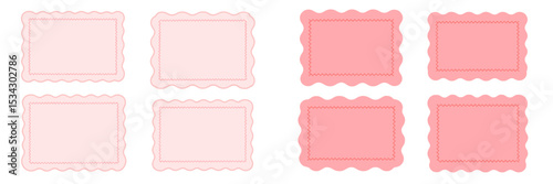 Decorative vector flats featuring pastel pink labels in various shapes for crafting and design projects