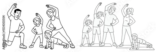 Family engaging in fun exercise activities together to promote health and fitness in a lively environment