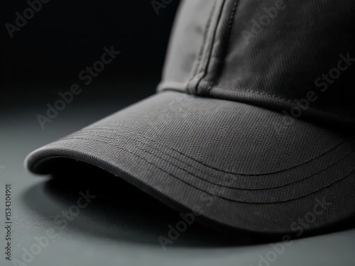 Gray Baseball Cap Close Up Studio Shot