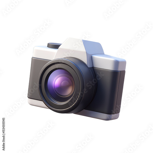 Camera, 3D Icon – Glossy Minimal Emoji Style, Isolated PNG object