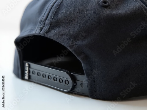 Black Baseball Cap Detail Close Up View