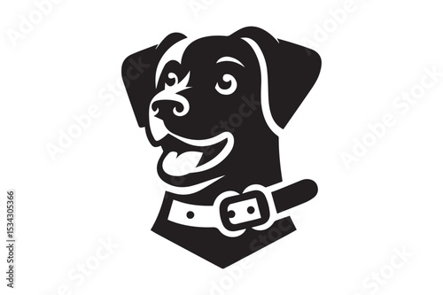 Dog Silhouette logo. Black and White Dog, Canine, Hound, Pooch, Puppy, Mutt, Tyke, Doggy.