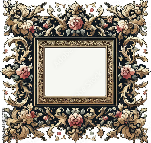 Eslimi Tazhib Iranian Art Design Text Box Text Input Area Floral Vector Old Vintage Art VECTOR