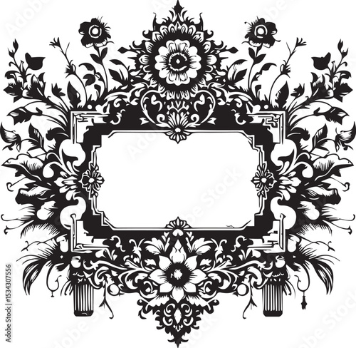Eslimi Tazhib Iranian Art Design Text Box Text Input Area Floral Vector Old Vintage Art VECTOR