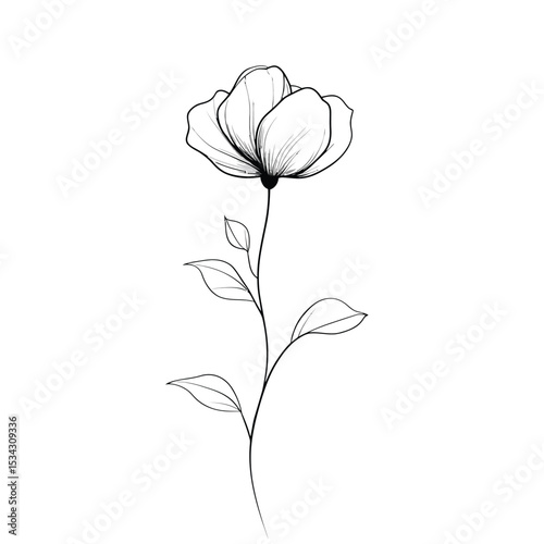 Pink rose vector illustration isolated on white background with petals and leaves, a perfect symbol of love and spring beauty
