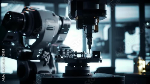 Robotic arm manipulating a sphere futuristic technology automation