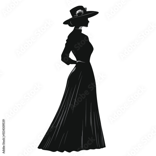 Wallpaper Mural Elegant woman in a long black gown posing with glamour and style Torontodigital.ca