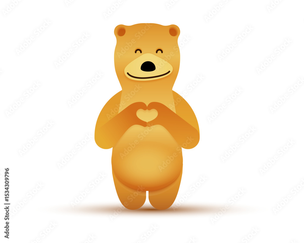 Obraz premium Adorable Bear Standing with a Gentle Pose for a Peaceful Wildlife Theme Illustration. Vector illustration
