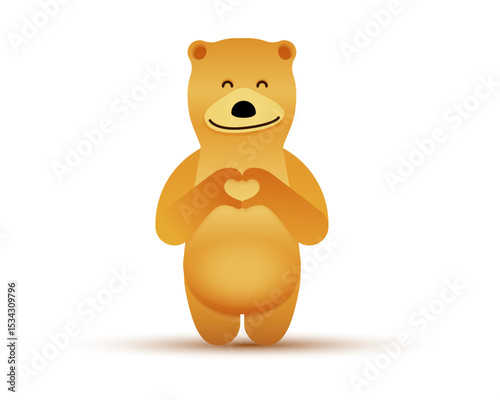 Adorable Bear Standing with a Gentle Pose for a Peaceful Wildlife Theme Illustration. Vector illustration