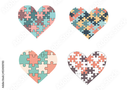 Interlocking puzzle pieces forming a heart illustration, symbolizing connection and alignment