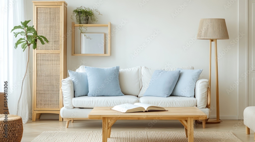 Obraz premium Light and airy living room with natural elements