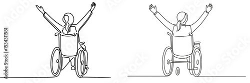 Celebrating joy and freedom in life with a joyful person in a wheelchair against a minimalistic background