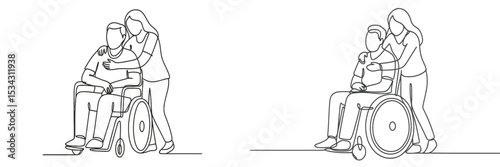 Compassionate interaction between caregiver and wheelchair user during a serene moment