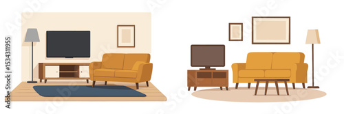 Cozy living room design featuring modern furniture and stylish decor elements in a minimalistic layout