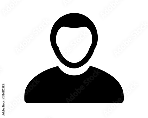 Minimalist Single Male Figure Icon - Flat Vector Silhouette for Profiles, Avatars or UI Design. Isolated on White Background