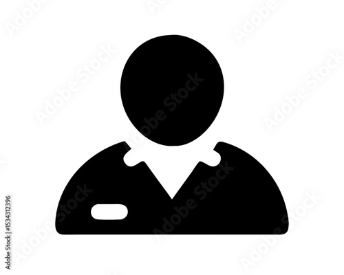 Minimalist Single Male Figure Icon - Flat Vector Silhouette for Profiles, Avatars or UI Design. Isolated on White Background