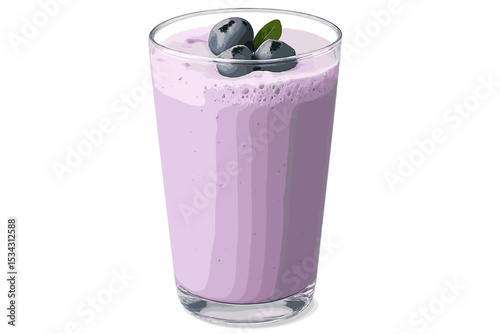 Refreshing blueberry smoothie in a clear glass with berries on top, perfect for a summer day
