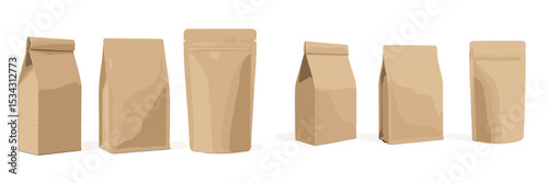Variety of brown kraft paper bags displayed on a clean white background for packaging purposes