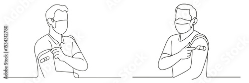 Illustration of two people receiving vaccinations in a healthcare setting showing importance of public health awareness