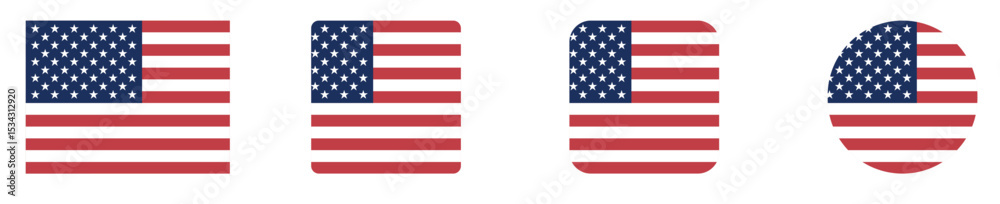 Naklejka premium USA flag icon set. United States of America or USA flag icon. USA country Flags.