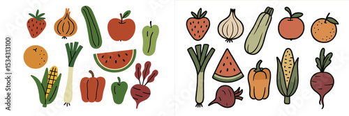 Colorful assortment of fresh vegetables and fruits on a bright background showcasing nature&#39;s bounty