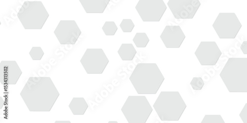 Gray and white geometric shape seamless tech hexagon technology abstract subtle background vector illustration. Digital futuristic technology concept cover, poster, banner. White grey background.	