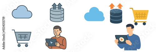 Digital shopping experience showcases cloud technology and data management in modern commerce