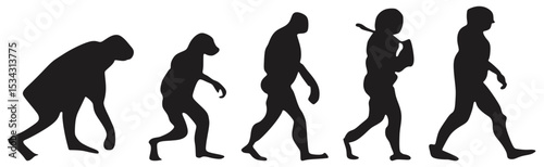 Human Evolution Silhouette Progress Illustration.