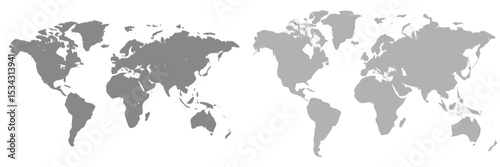 Various world continents illustrated in a flat vector style showcasing geographical boundaries on a white background